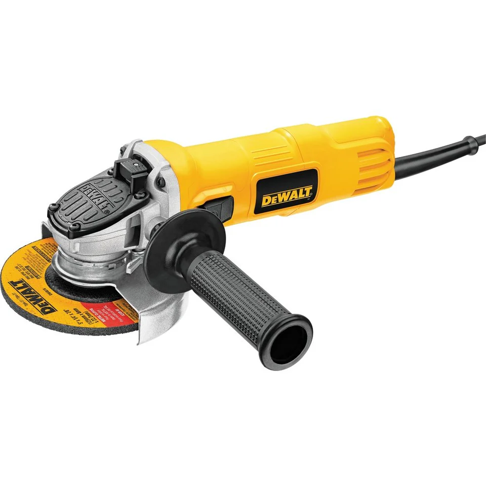 Imagem da esmerilhadeira angular DeWalt DWE4020, modelo de 800 W compatível com discos de 115 mm, indicado para cortes, desbastes e uso profissional frequente.