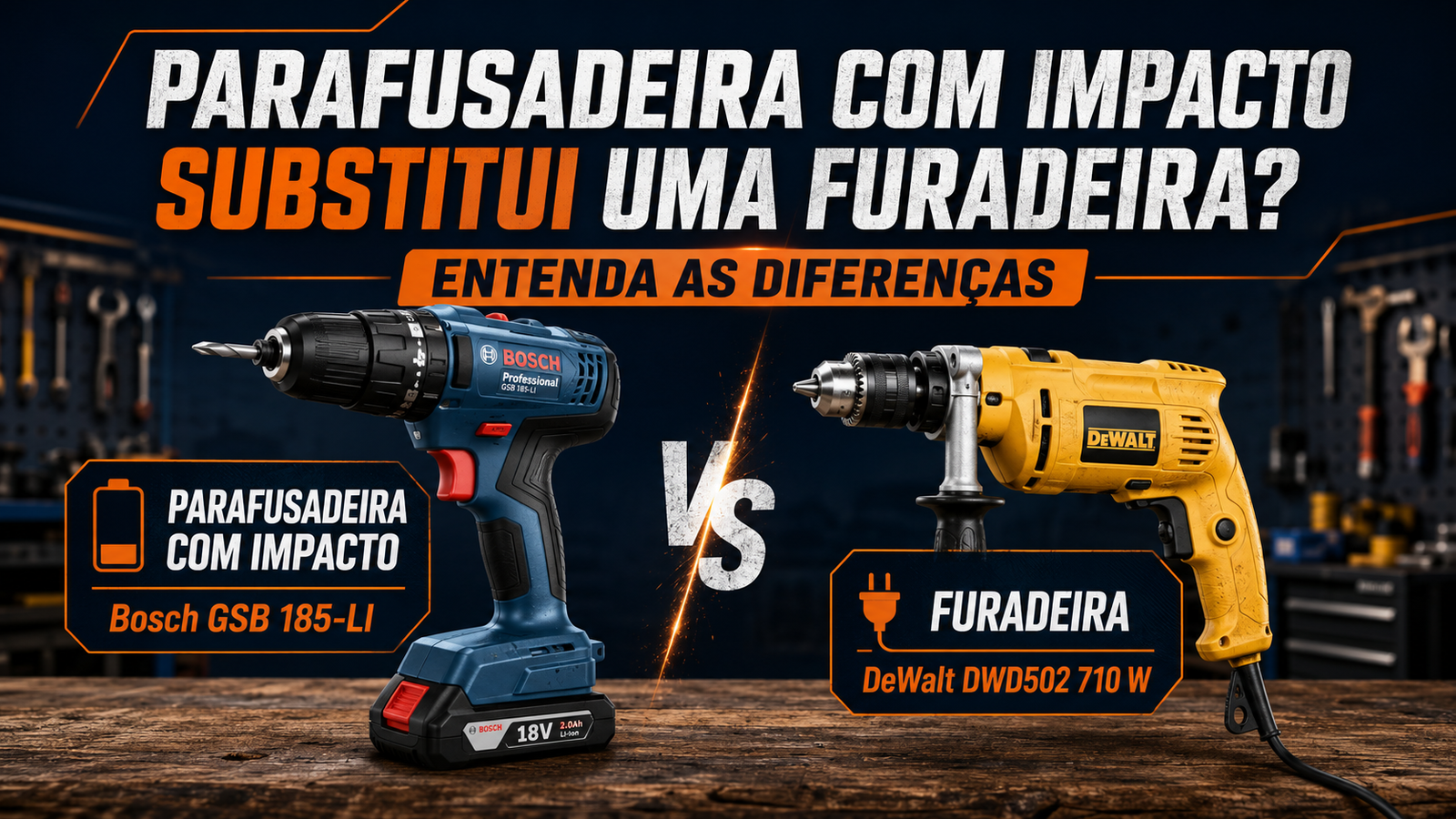 Parafusadeira com impacto substitui uma furadeira em trabalhos leves de perfuração