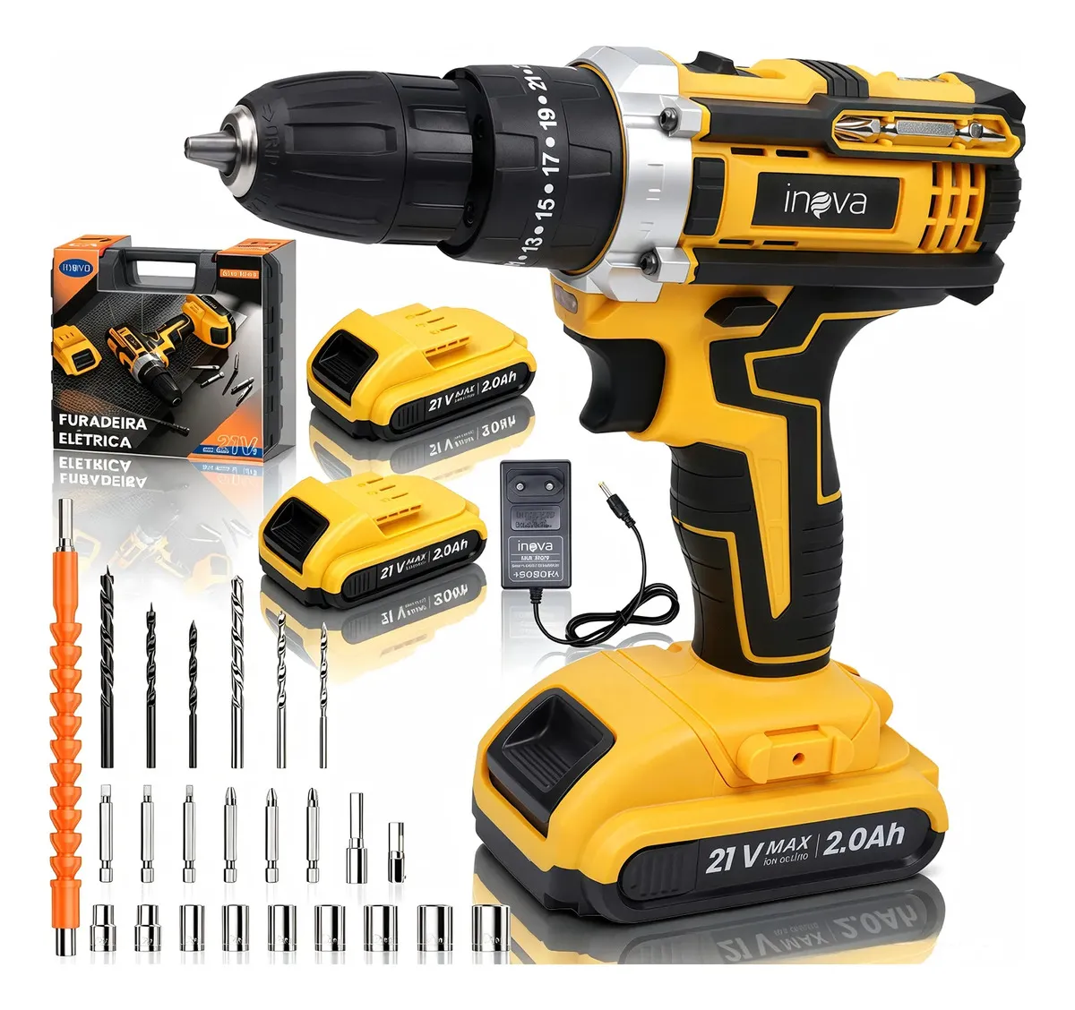 Kit de parafusadeira Inova SCR-12911 com duas baterias e acessórios