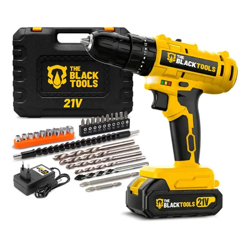 Kit de parafusadeira The Black Tools TB-21PX com bateria e acessórios