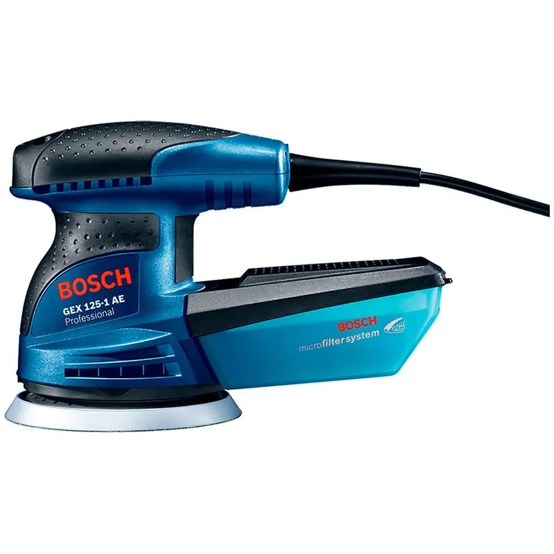Bosch GEX 125-1 AE usada como imagem ilustrativa da categoria de lixadeiras roto-orbitais